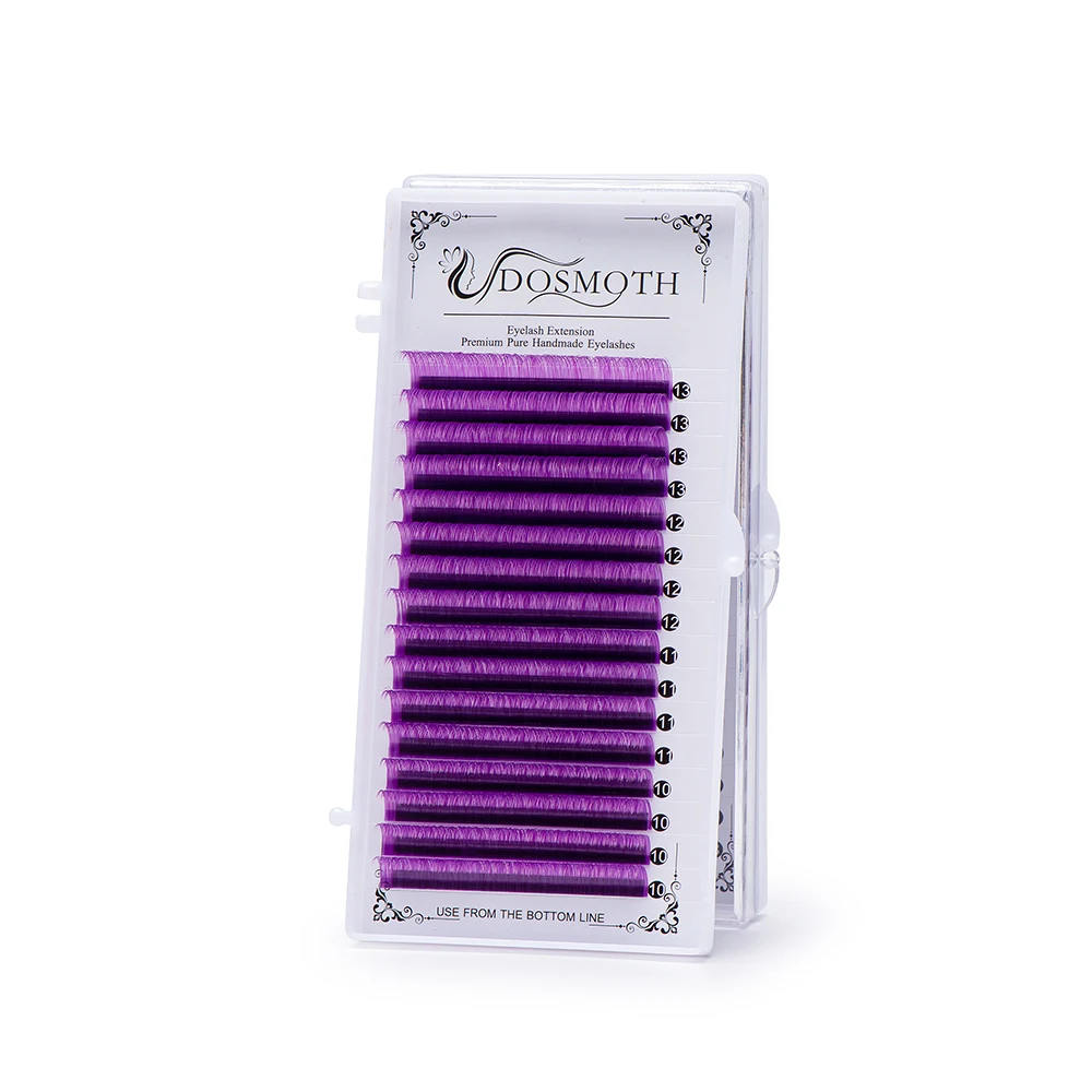 DOSMOTH  0.07 color brown mixing 16rows  soft eyelash extension, false eyelashes purple blue