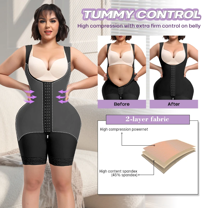 Women Shapewear Bodysuit Slimming Waist Body Shaper Post Op Surgery Liposuction Lipo Firm Tummy Control Zipper Crotch Fajas