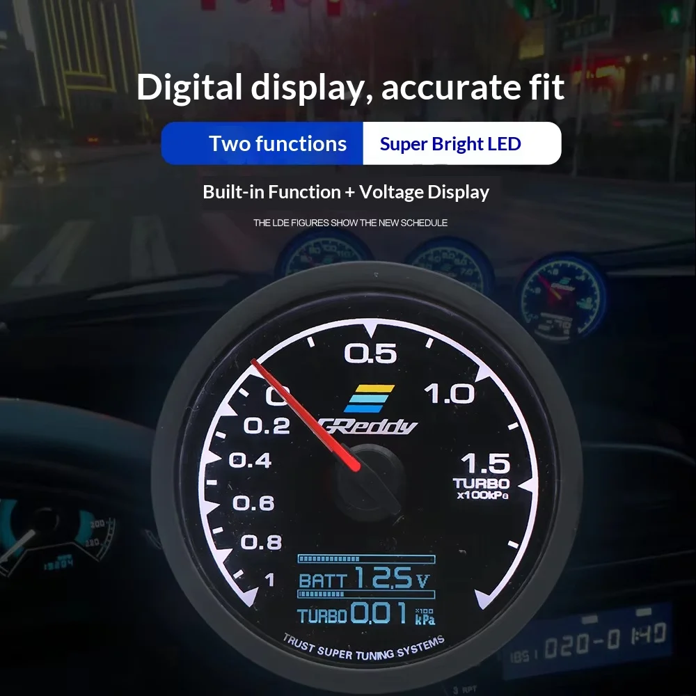 2026 New GReddi Boost Water Temp 7 Warna LED Display Turbo Oil Pressure RPM Tachometer Racing Mete Gauges Display Gauges for Car 5