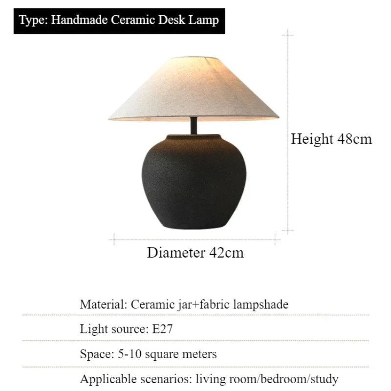 SANDYHA Japanese Ceramic Table Lamps for Bedroom Decoration Home Night Stand Living Room Led Light Teahouse Lighting Fixtures