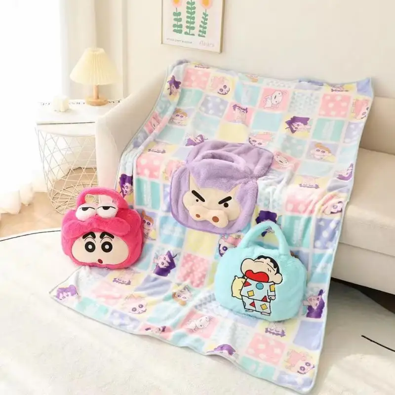 

Anime Crayon Shin-Chan Cartoon Pillow Portable Foldable Air Conditioning Blanket Cushion Car Interior Office Nap Blanket Gifts