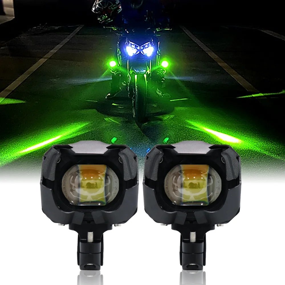 HCmotion Factory High Low Beam in one Super Brightness RGB Muti Color DRL Motorcycle Spot Light Auxiliary Light LED Spotlight