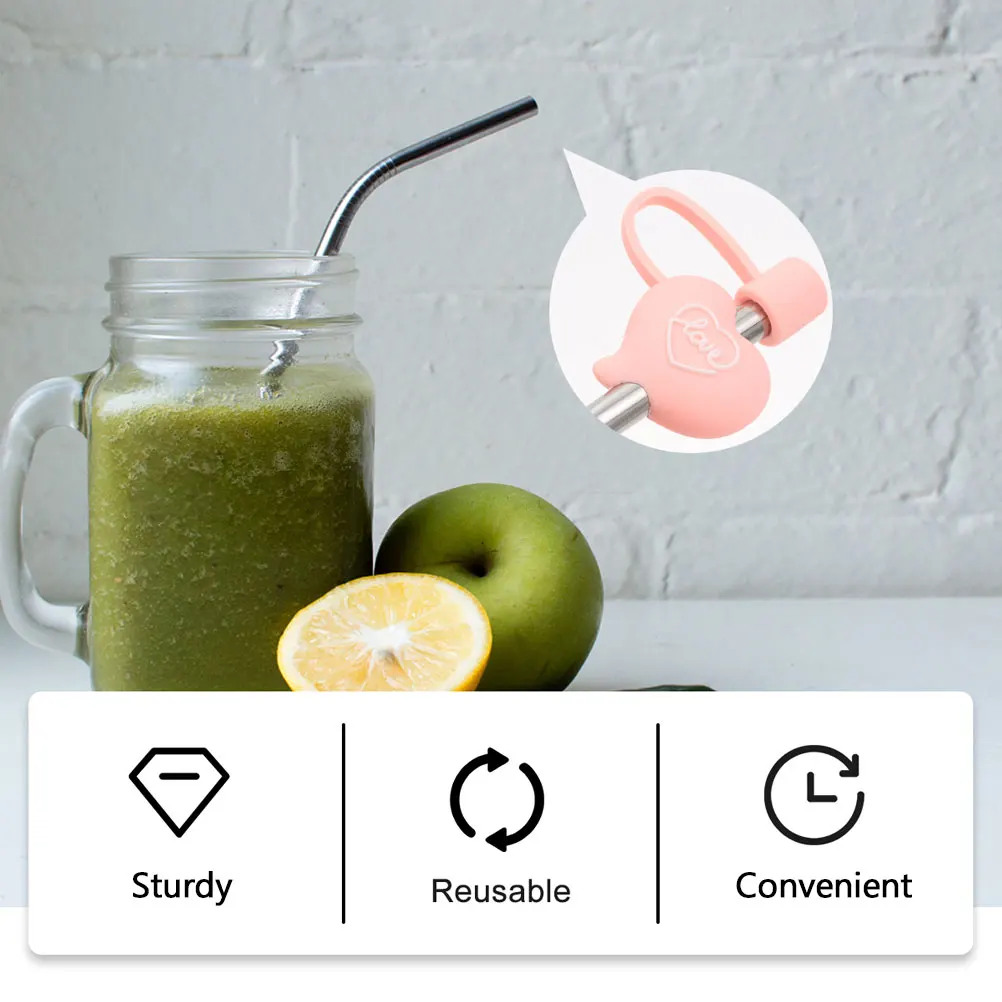 

3 Pcs Silicone Straw Plug Cute Cartoon Leak Proof Protective Reusable Tips Cover Straw Stopper Kitchen Bar Accessories