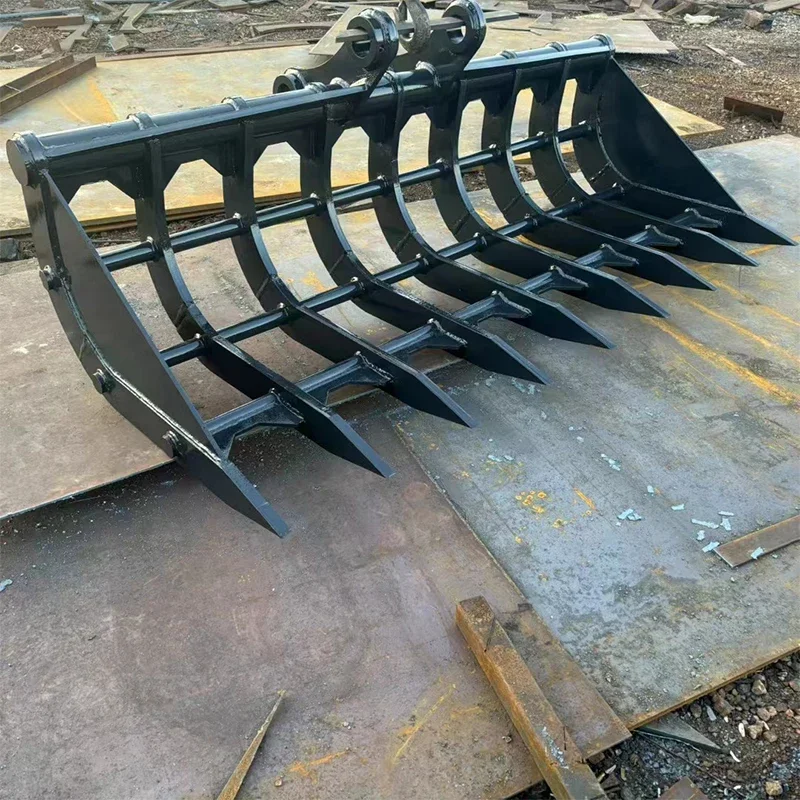 Wholesale High Quality Excavator Mechanical Rake Bucket Root Rake 1-4 Tons Small Excavator