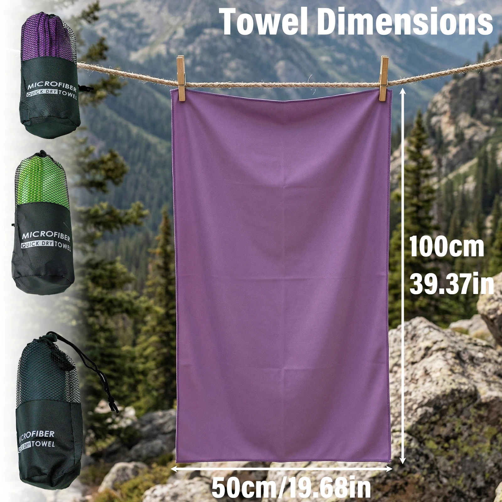 Super Sized Quick Drying Nanofiber Beach Towel 50x100 Soft Lightweight Travel Towel for Pool And Spa - Absorbent And Portable