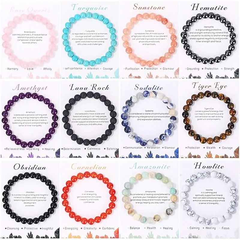 Natural stone bracelet elastic rope beaded 8mm chalcedony agate hand-woven powder crystal beaded tiger's eye bracelet