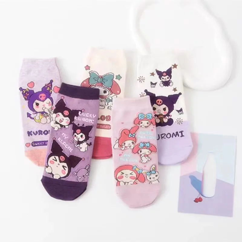 

Kawaii Sanrio socks My Melody Kuromi cartoon and anime socks Cute and versatile Cotton soft breathable spring and winter