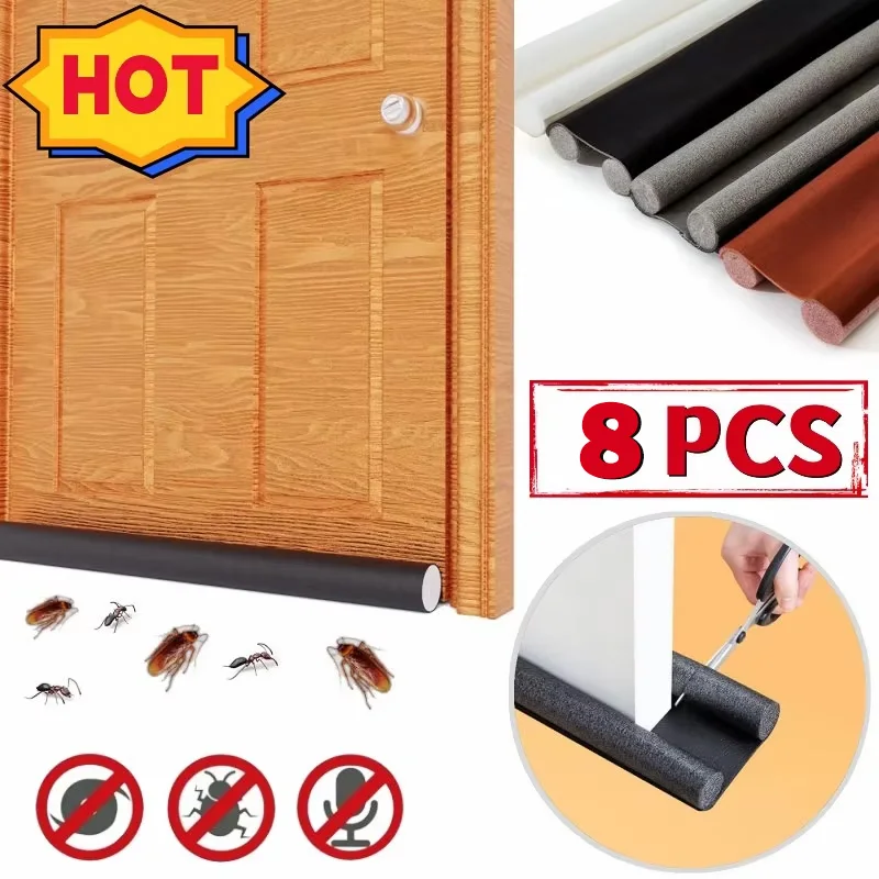 8/5PCS Door Bottom Seal Strip Adjustable Weather Strip Door Draft Stopper Anti-Cold Gap Foam Blocker Doors Soundproof Insulation