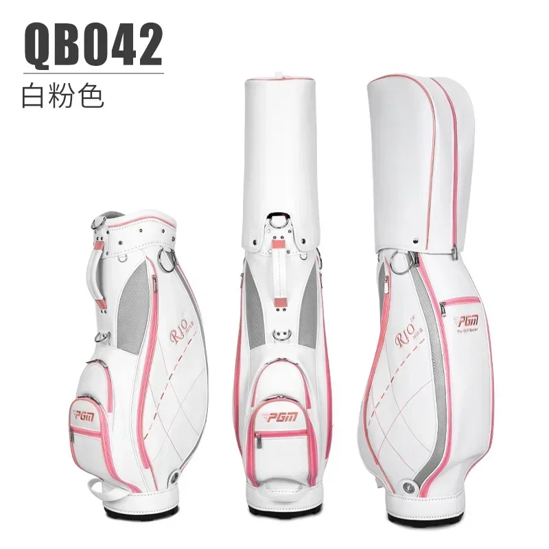 PGM Woman Golf Bag White Pink PU Waterproof Standard Pack High Portable Sports Cart Club Airbag Golf Accessories QB042