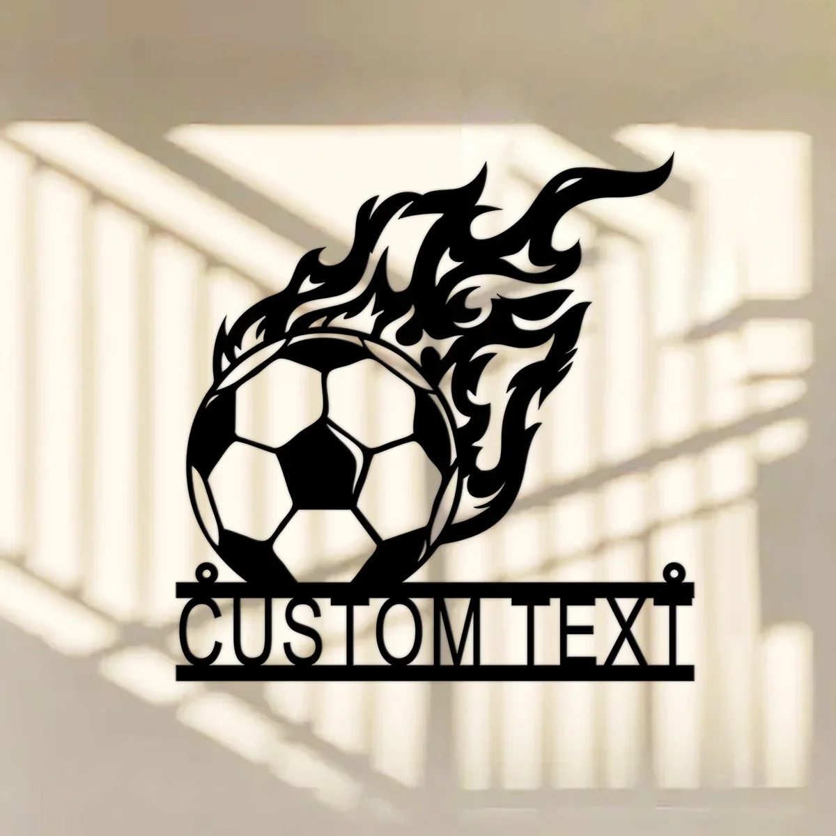 Custom Soccer Fire Metal Wall Art, Personalized FootBall Lover Name Sign Home Decor, Coach Gifts For Soccer Lover Artwork