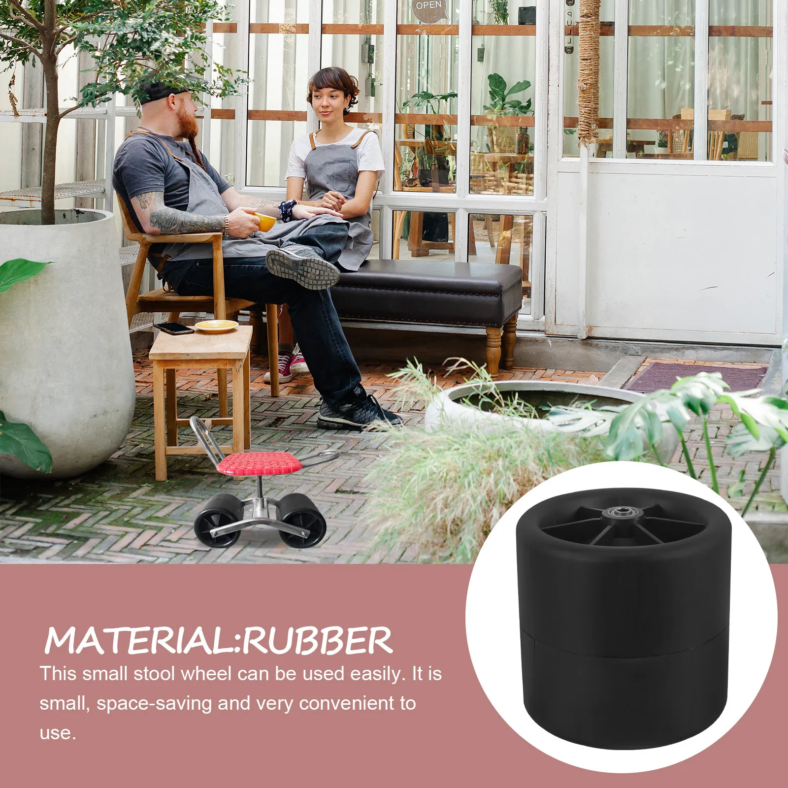 Garden Stool Wheel Replacement Rubber Material Portable Rolling Seat Wheel for Picnic Fishing Camping Travel Weeding Outdoor