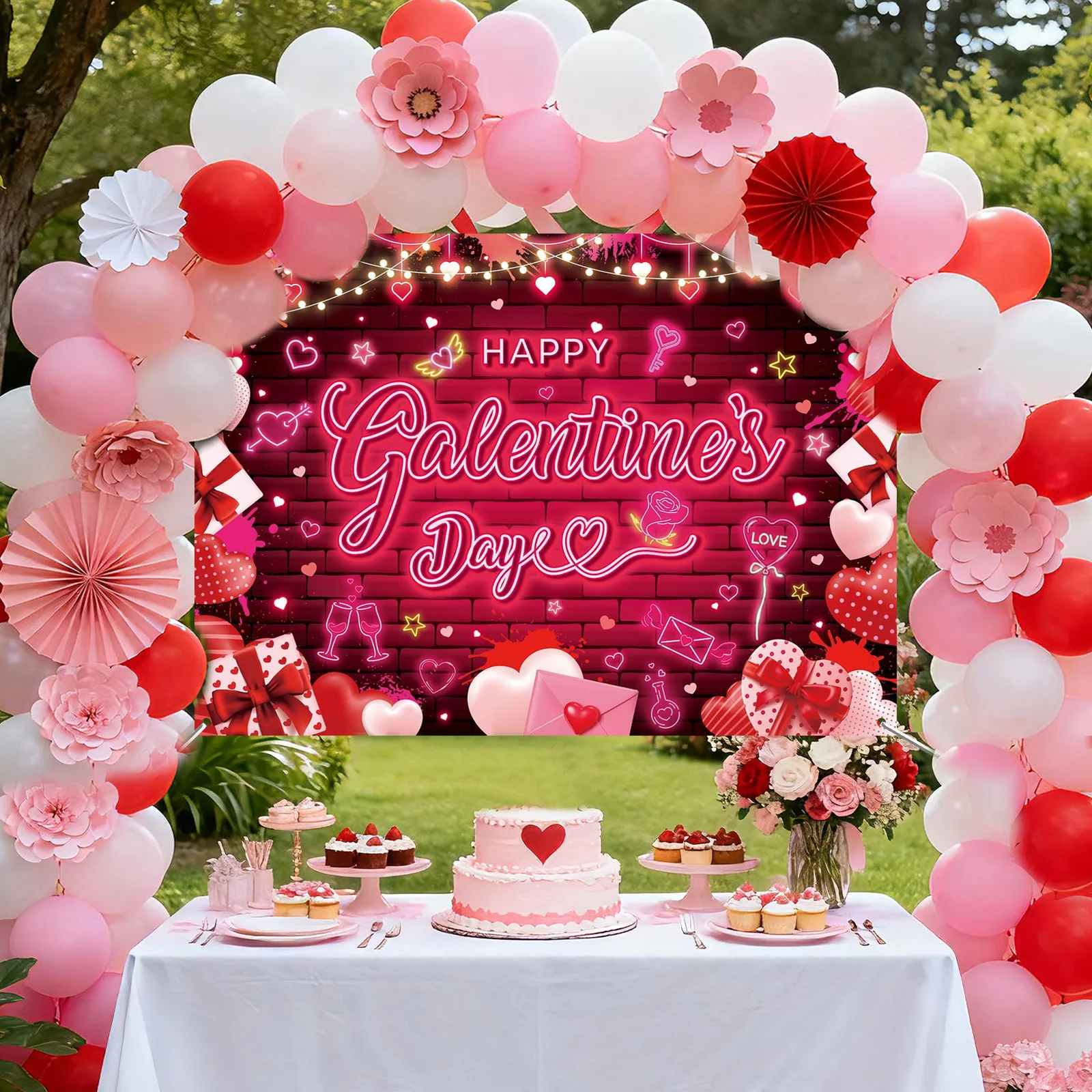 Happy Galentines Day Hintergrund Rot Rosa Galentines Day Fotografie Hintergrund für Damen Valentinstag Party Dekorationen Banner