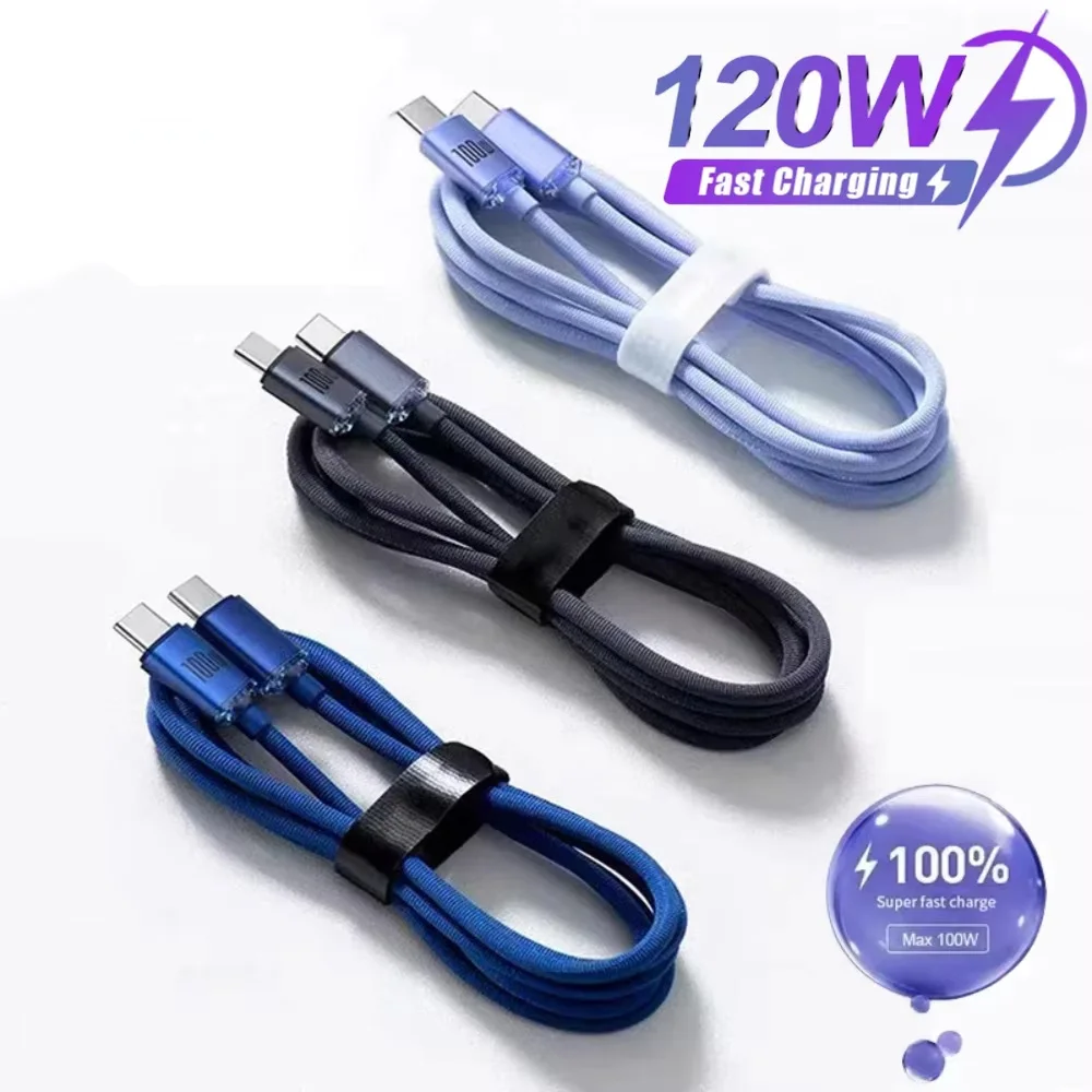 120W PD Type C Cable Super Fast Charger Cord Quick Charge USB C Cables Phone Charger For Xiaomi Realme Huawei OPPO ViVO