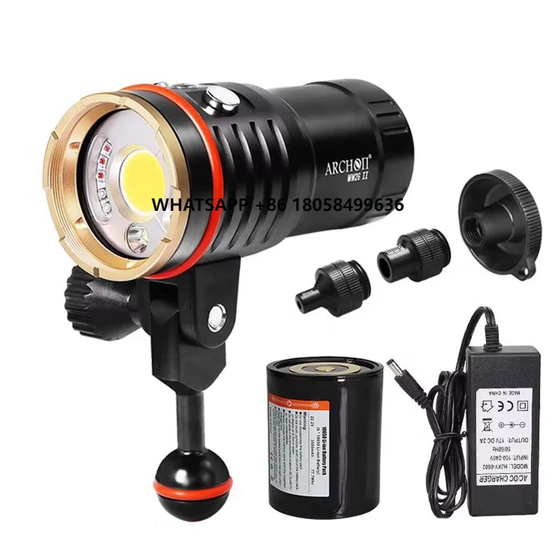 

6000LM IP68 Waterproof Dive Light 100m Snorkeling & Underwater Video Photography Torch for Night Diving & Scuba Diving