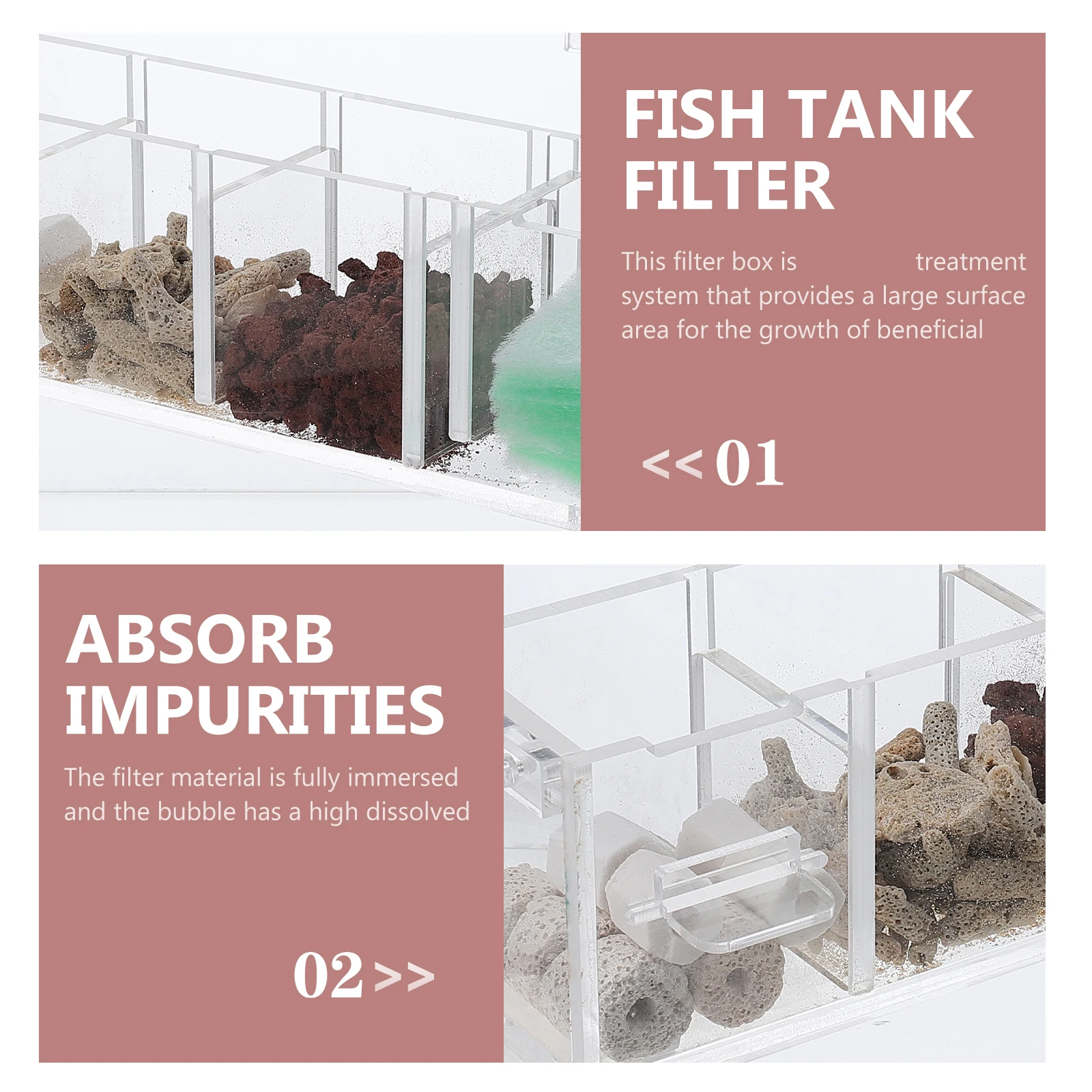 

1 Set High-Grade Fish Tank Filter Box Acrylic Aquarium Water Treatment System Multifunctional Hanging Filter Box