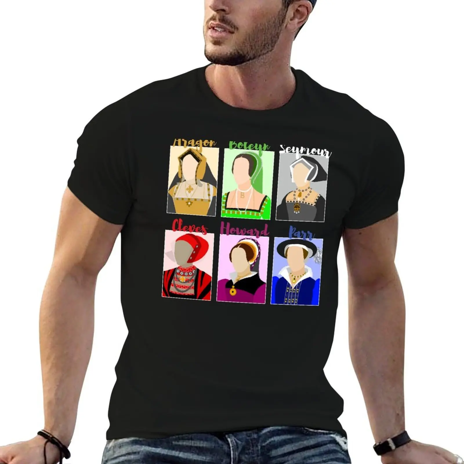 

Six: The Musical Queens Portraits - Aragon, Boleyn, Seymour, Cleves, Howard, Parr T-Shirt t shirt personalised T-Shirt