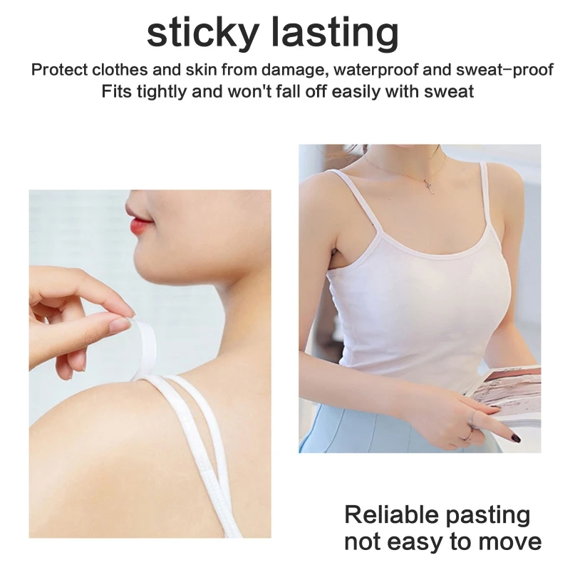 5 Meters Double Sided Clothing Body Tape Strips with Dispenser Safe Sweatproof Clear Self-Adhesive Lingerie Sticker