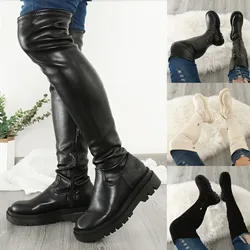 Women's Over-the-knee Boots Thigh High Low Heel Trend Elegant Plus Size Comfortable Fashion Round Head Black