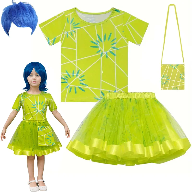 

3/4Pcs Kids Summer Yellow Joy Costume Short Sleeve Flower T-Shirt+Tutu Dress+Bag Sets For Girls Halloween Birthday Easter Outfit