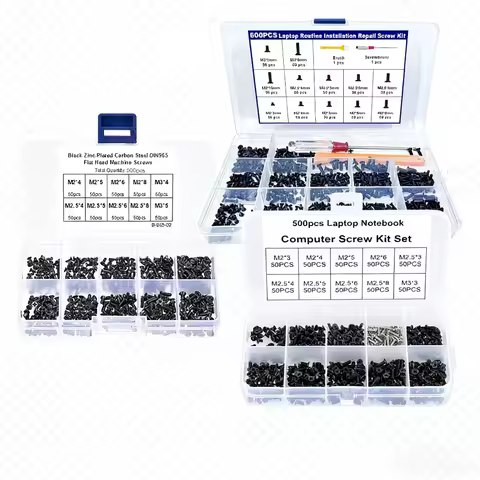 250/600pc Small Computer Screws kit box,Flat Head Computer Notebook Laptop black Screws Kit M2M2.5M3 for hp asus lenovo acer SSD