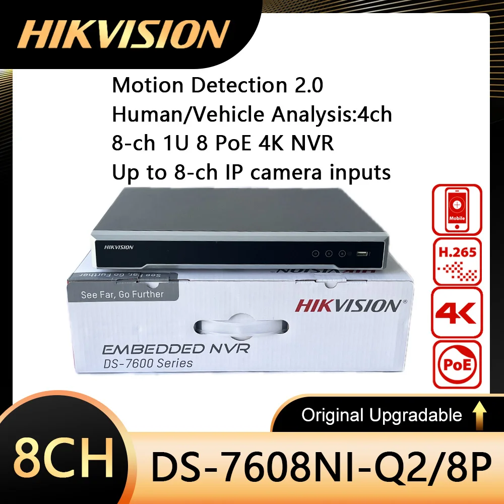 

Hikvision DS-7616NI-Q2/16P 8/16CH with POE Ports 4K H.265 2 SATA NVR DS-7608NI-Q2/8P Network Video Recorder CCTV System