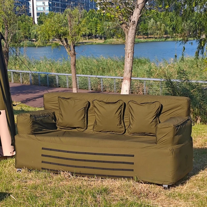 2-Seat built-in pump-inflatable sofa, PVC cover, modern design, portable and foldable, suitable for outdoor camping