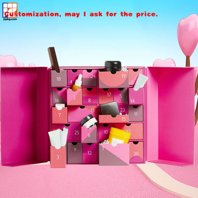 

custom.Custom 14 Drawers Packaging Box Set Cosmetic Empty Box Countdown Beauty Valentines Advent Calendar Box 14 Day Ad