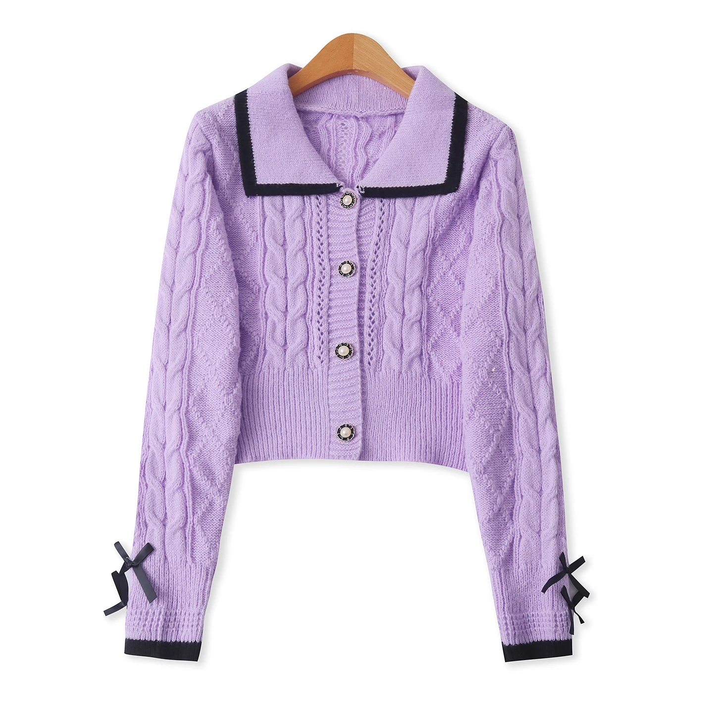 

Весенне-осенний женский открытый кардиган с узлом Faion, свитер с отложным воротником на одной пуговице, цвет Blo Long Sve o...