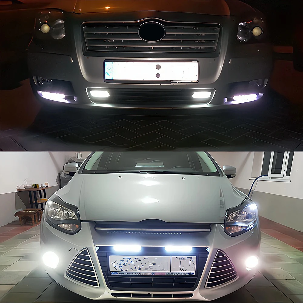 1 pçs carro drl daytime running light lente à prova dwaterproof água 8led branco 12v 24v ultra brilhante farol lâmpada de estacionamento luz nevoeiro automática luz do dia