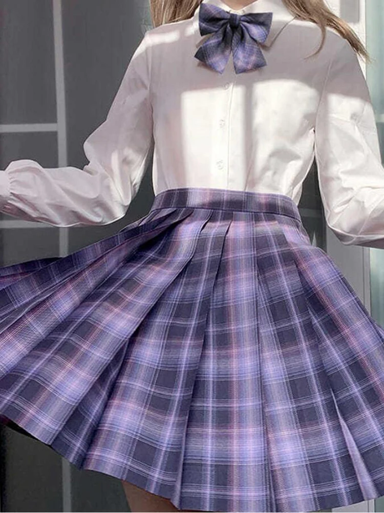 MEXZT JK Plaid Pleated Skirt Women Japanese Kawaii Bow Mini Skirts Summer Y2K Harajuku Preppy Dance A Line Skirt School Uniforms