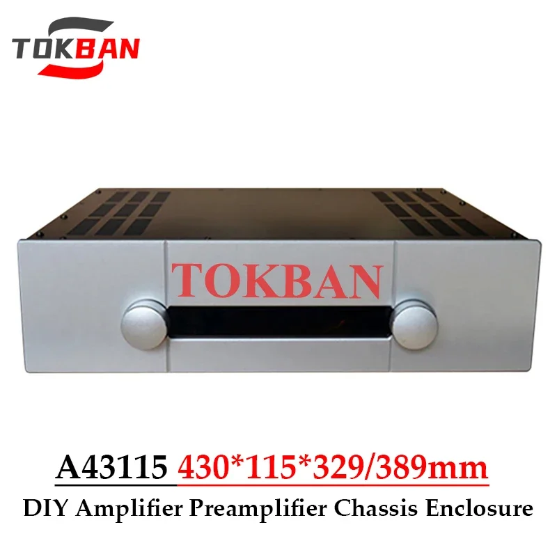 

Tokban A43115 430*115*329mm/389mm Goldmund Power Amplifier Chassis Enclosure HIFI Preamplifier DIy Amplifier Audio Case Shell