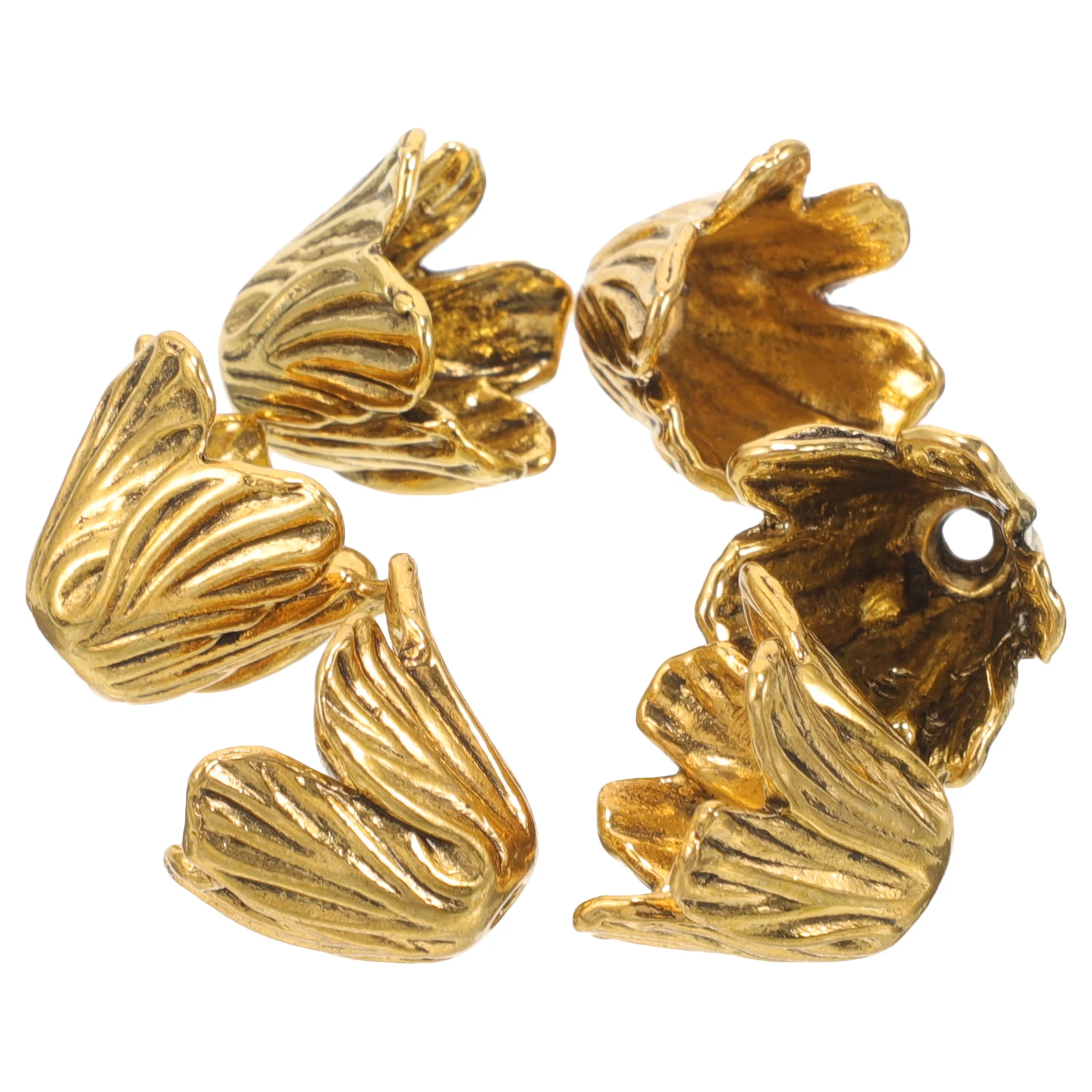 

6 Pcs Alloy Bud Gold Color Tassel Hat Jewelry Making Accessories Flower Spacer Kits for Bracelet Necklace Earrings Bead End
