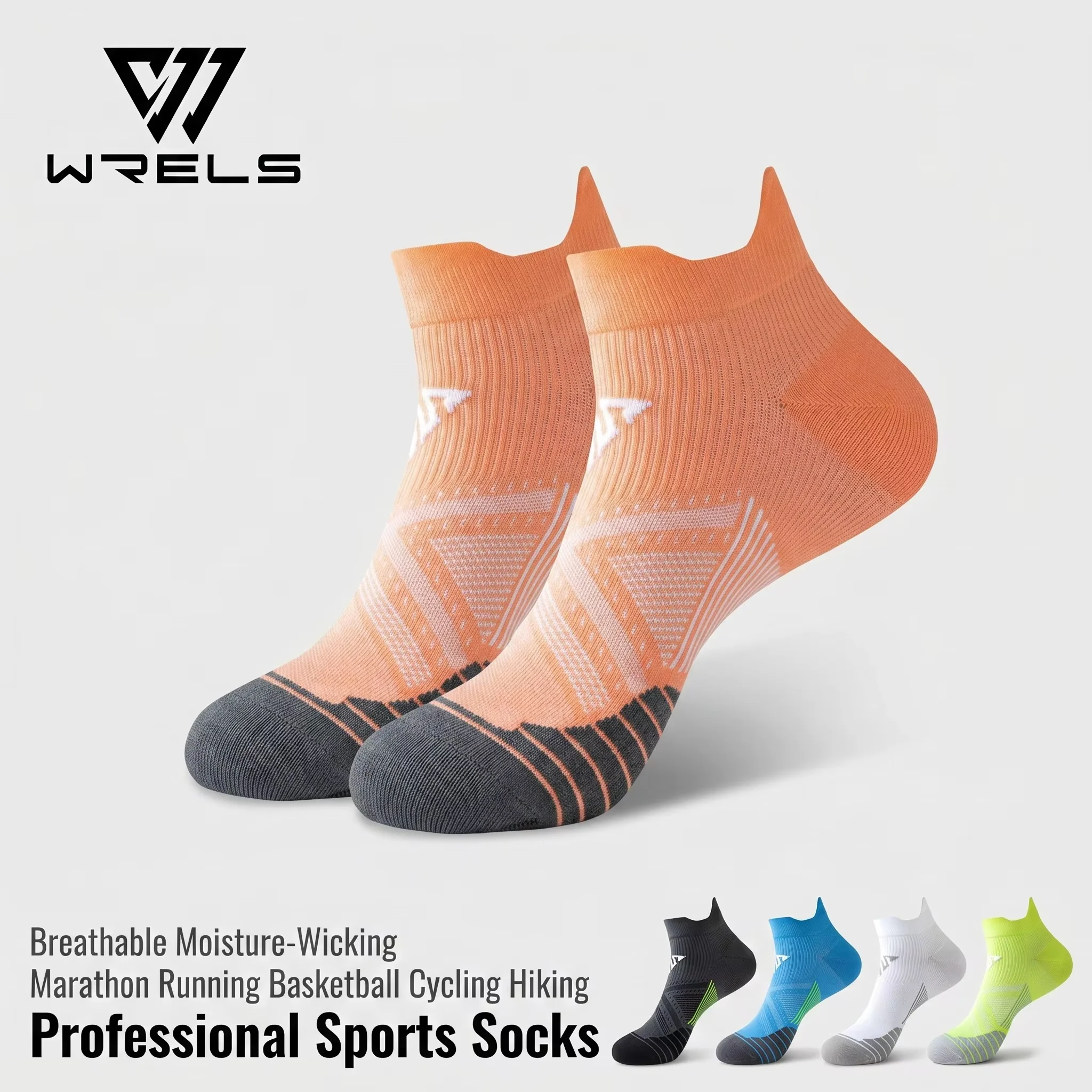 WRELS 1/2/3 Pairs Ankle Socks Cushioned Running Socks Arch Support Athletic Socks Men Women Moisture Wicking No Show Socks