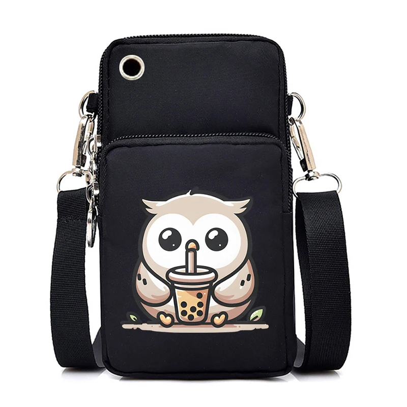 Panda Love Boba Tea Print Women Crossbody Shoulder Bags Wallets Cell Phone Purse Cartoon Anime Purses and Handbags Small Bags