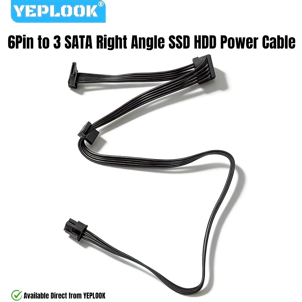 

Кабель питания 6-контактный на 3x SATA с прямым углом для Corsair AX-i, кабель питания SSD/HDD для модулей Corsair AX1600i, AX1500i, AX1200i, AX860i, AX760i