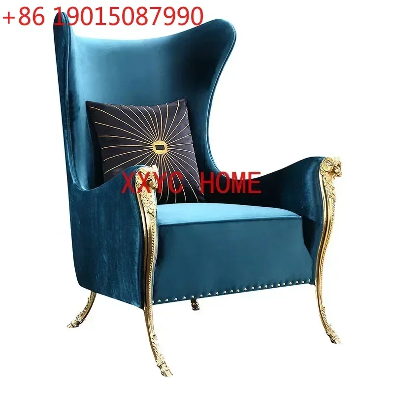 Single Sofa American Villa Hotel High Backrest Sheep Head Tiger Chair