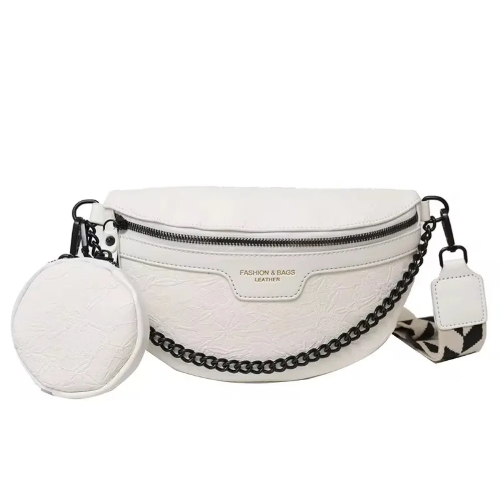 High Quality PU Woman Chest Pack Retro Luxury Shoulder Crossbody Chest Bags Embroidery Waist Bag