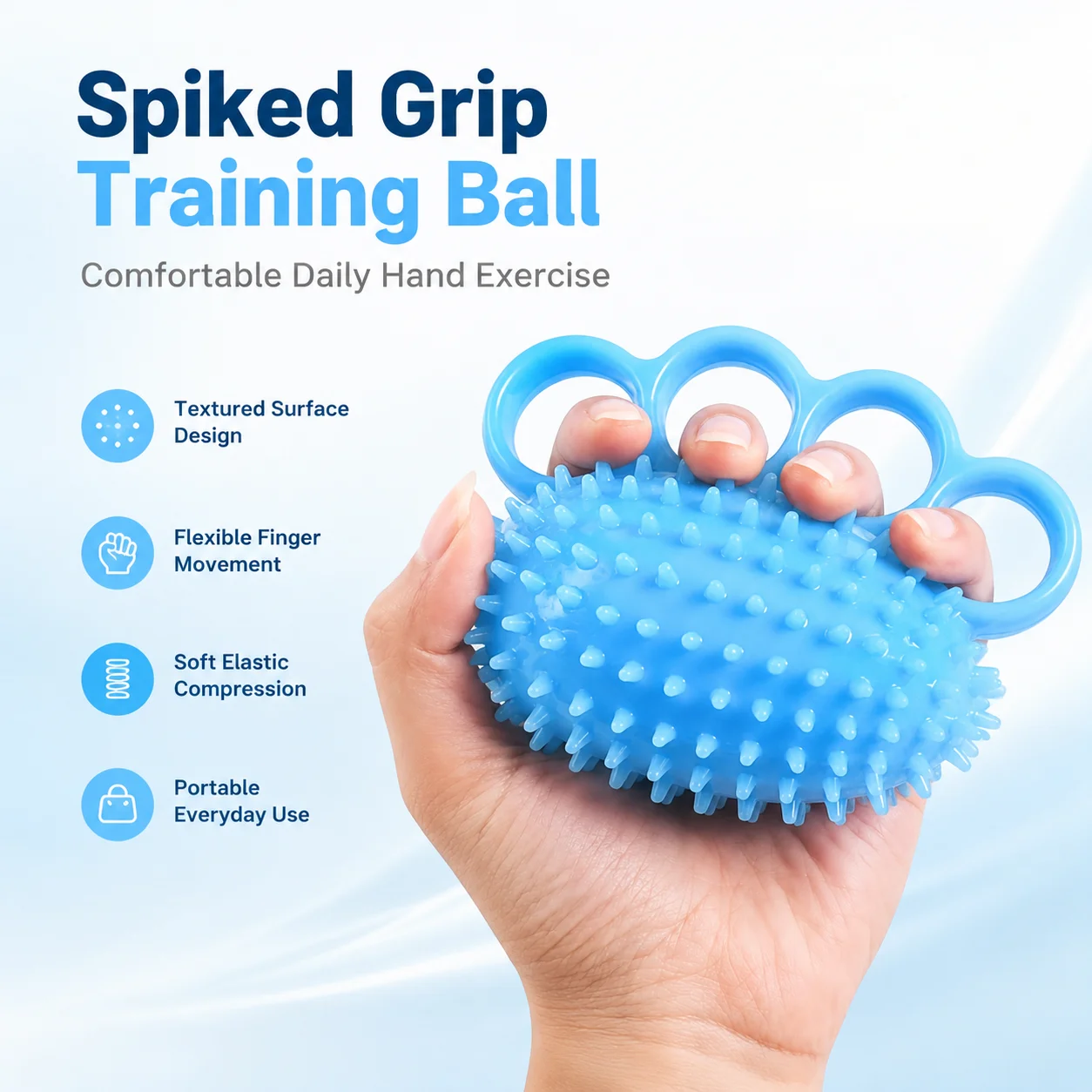 Bola de Massagem para Mãos com Quatro Dedos e Pontas, Treinador de Alívio de Estresse, Bola de Apertar para Fortalecimento de Punho e Exercício de Dedos, Ferramenta de Fitness