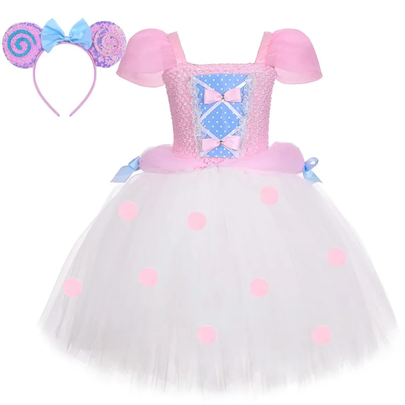 Girls' Pink Princess Ballet Tutu Dress, Cartoon Style Girls' Mesh Bubble Skirt, Children's Day Stage Performance Clothes