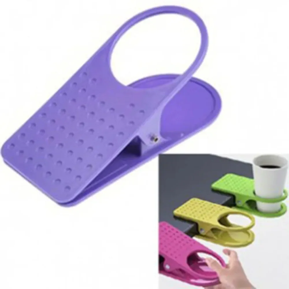 Plastic Desktop Cup Holder Color Random Clamp Type Table Edge Water Cup Clip Easy To Install Adjustable Water Cup Hanger Tray