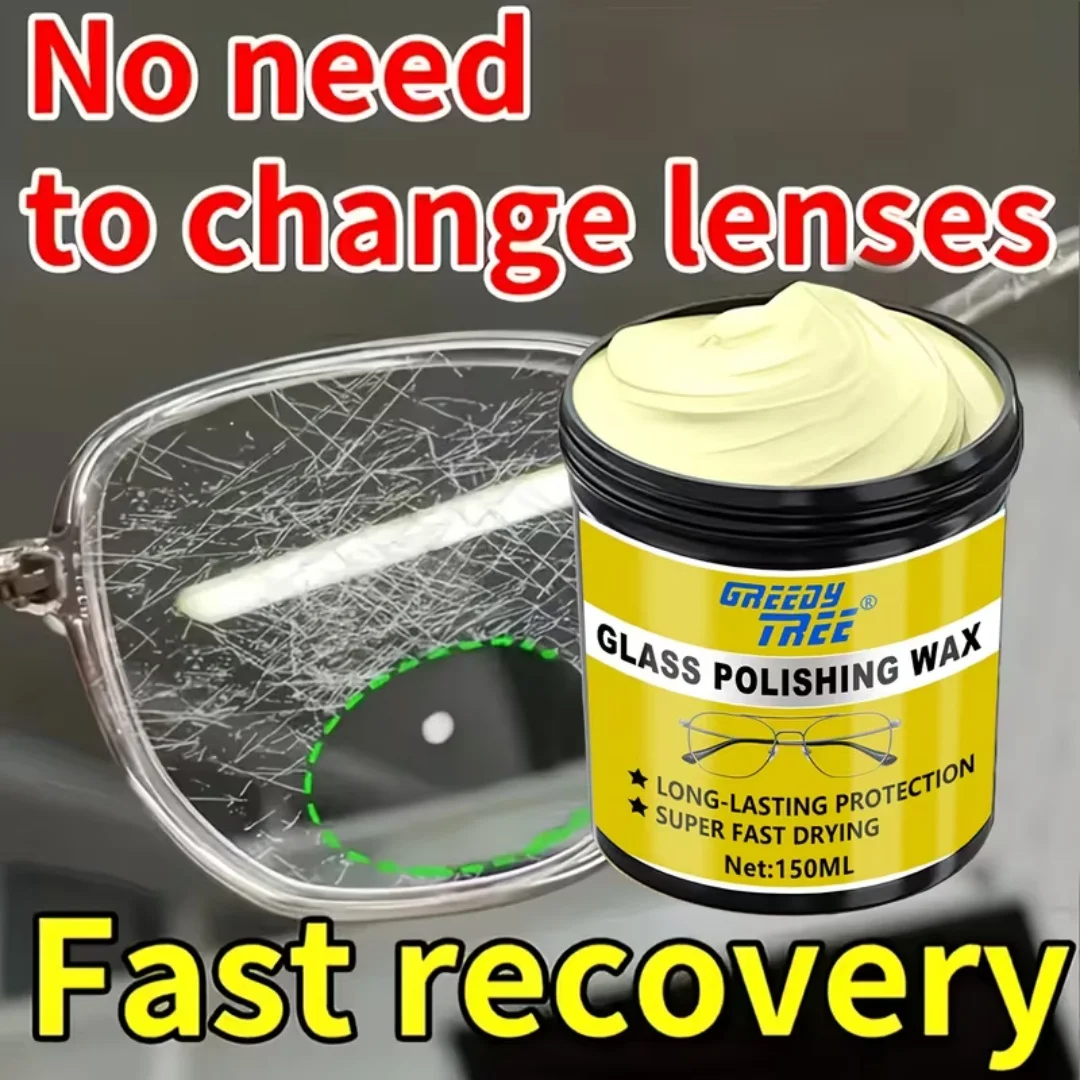 Cera para Pulir Lentes y Cristales 150ml, Protección Antirrayas y Antivaho, Compuesto de Pulido de Secado Rápido para Gafas y Cristales