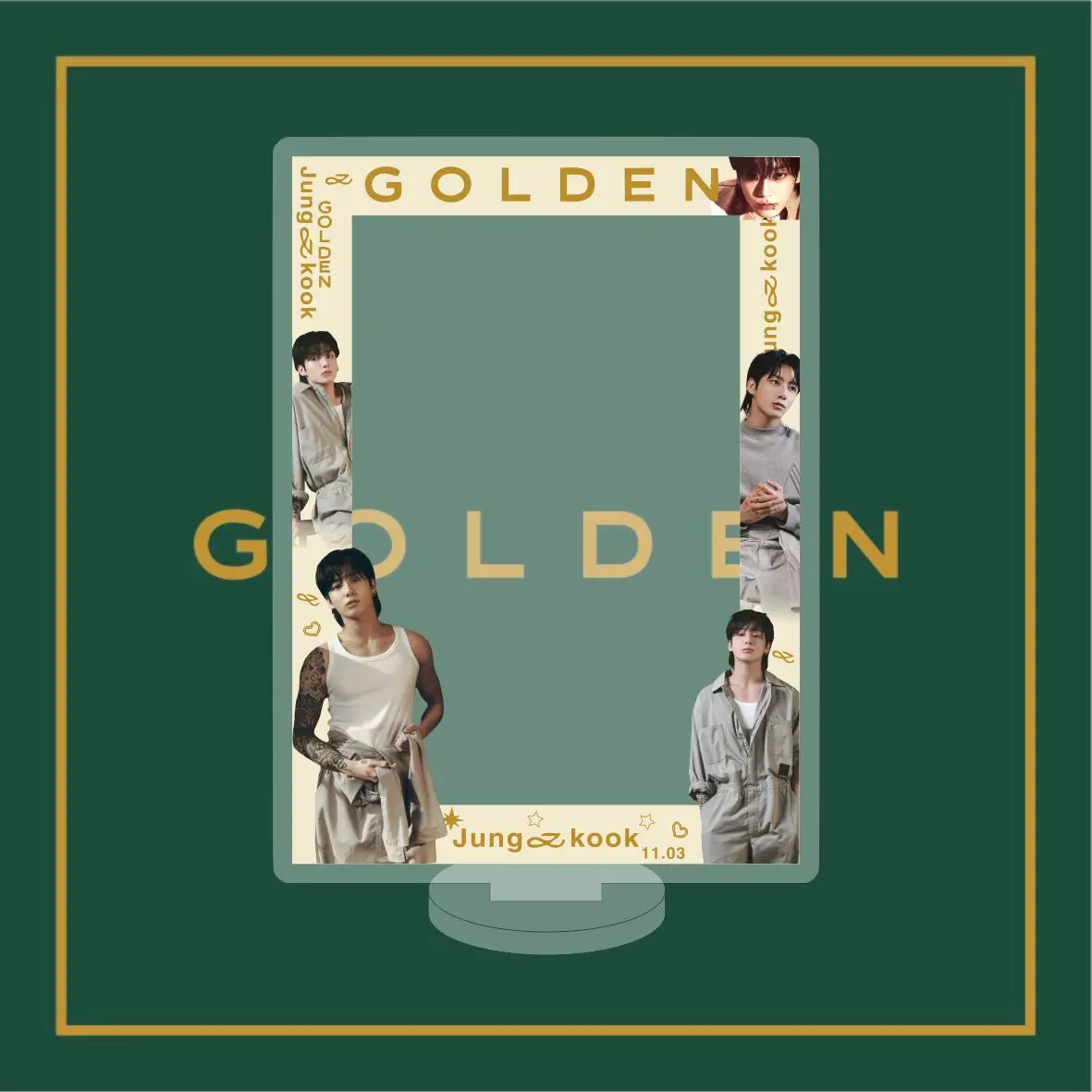 10.6cm Kpop idol JK New Album GOLDEN Acrylic Photo Picture Frame Cards Display Stand Home Decor Desktop Ornaments Gift