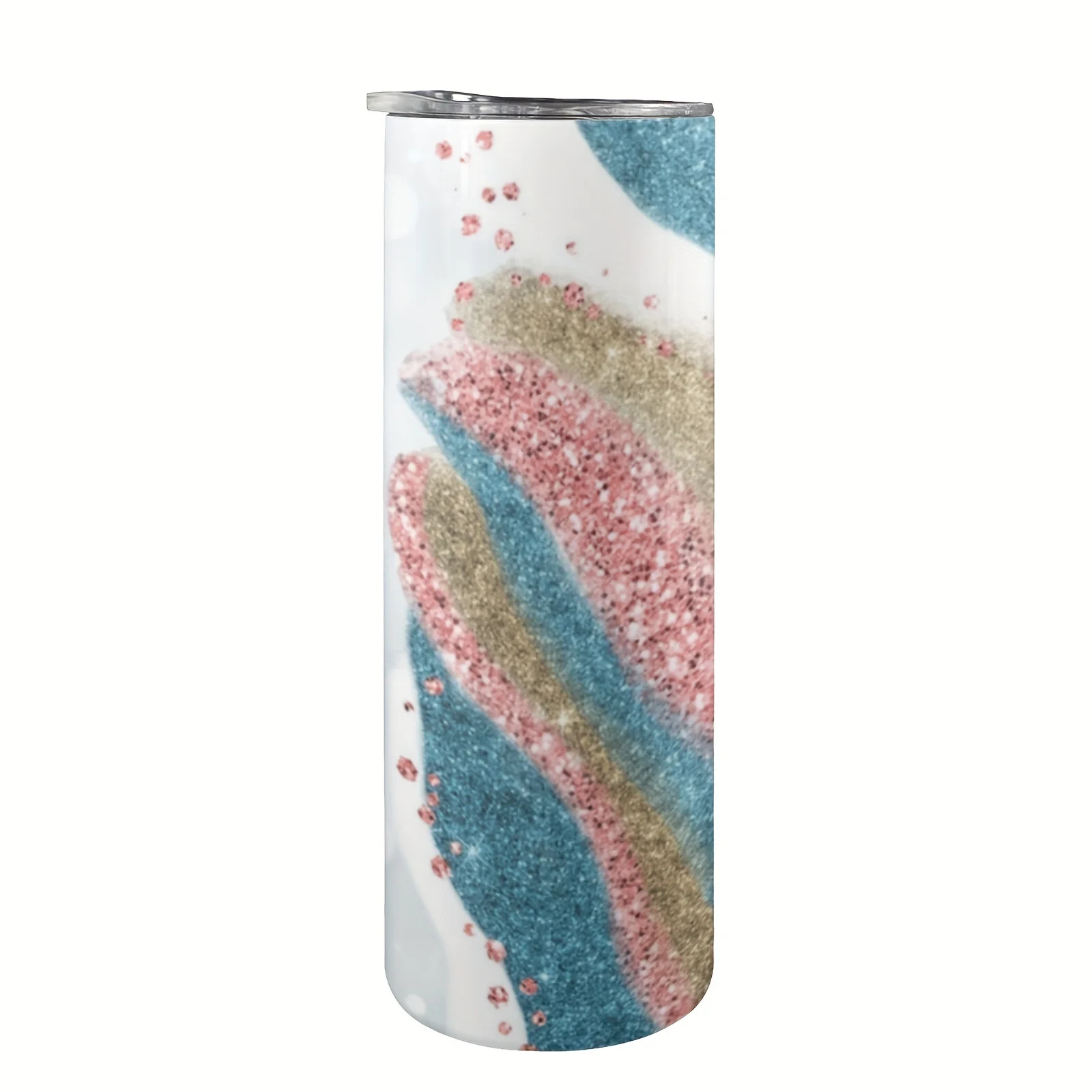 1pc 20oz Glitter Flow Stainless Steel Travel Coffee Tumbler, Vacuum Insulated, With Lid And Straw, Perfect Gift For Mother, Grandma, Sister, Daughter On Birthday, Valentine's Day