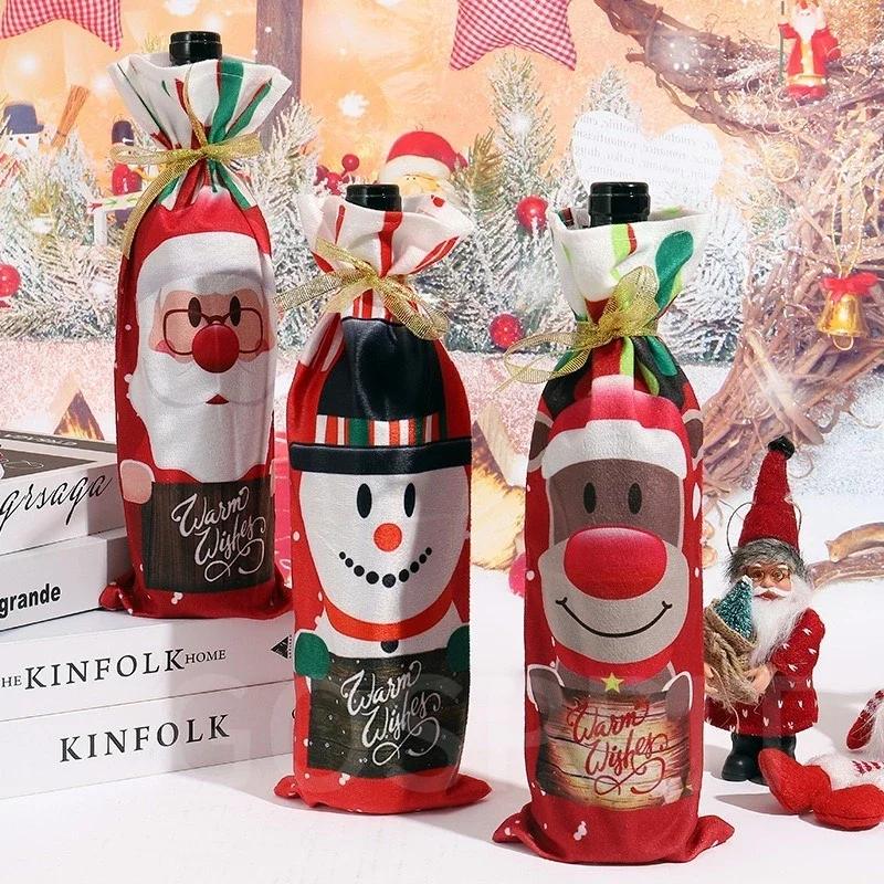 

3PCS Christmas Wine Bottle Cover Merry Christmas Snowman Santa Claus Decor Home Ornament Xmas Navidad Natal Gifts New Year 2025