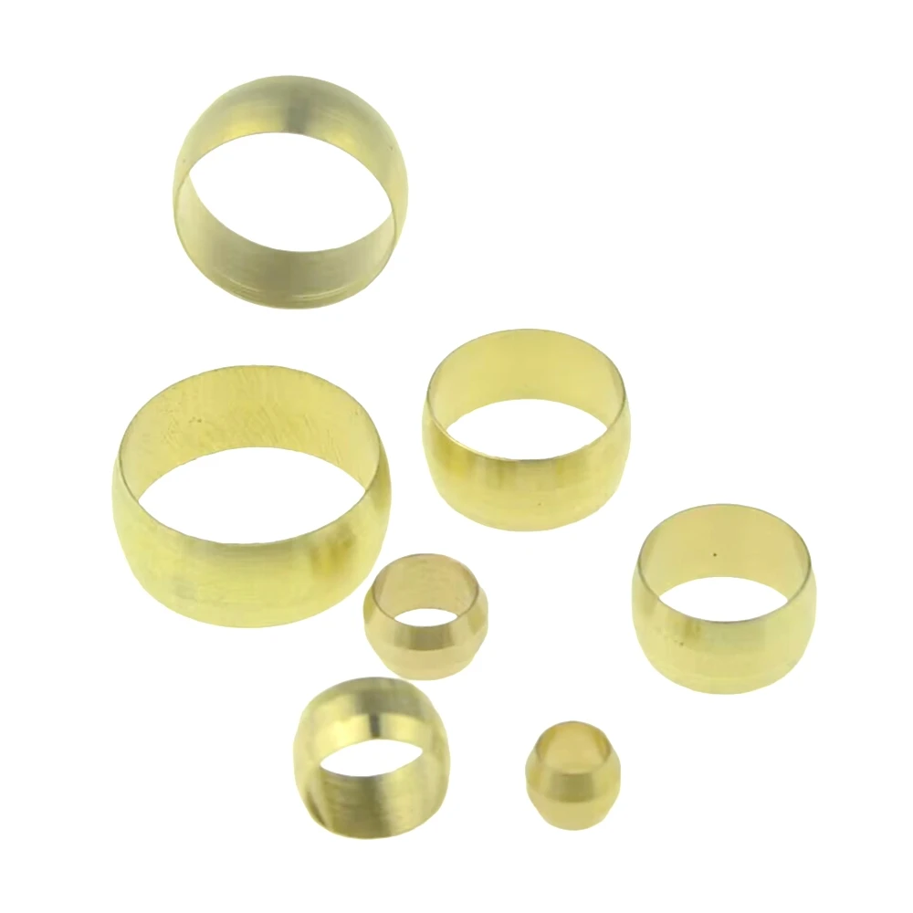 5pcs 3 4 5 6mm 8 10 12 14 16mm Tube Brass Ferrule Compression Copper Sleeve Seal Ring Air Hydraulic Pipe Fitting Union Connector