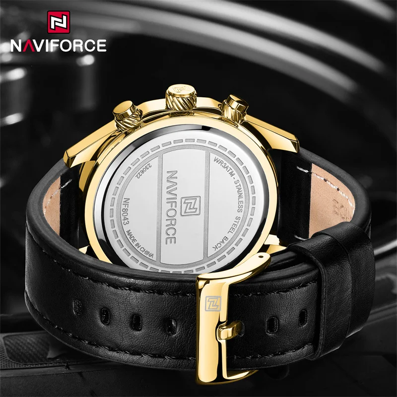 NAVIFORCE Brand Luxury Men Watch Waterproof Luminous Chronograph Sport Leather Strap Date Quartz Wristwatches Relogio Masculino