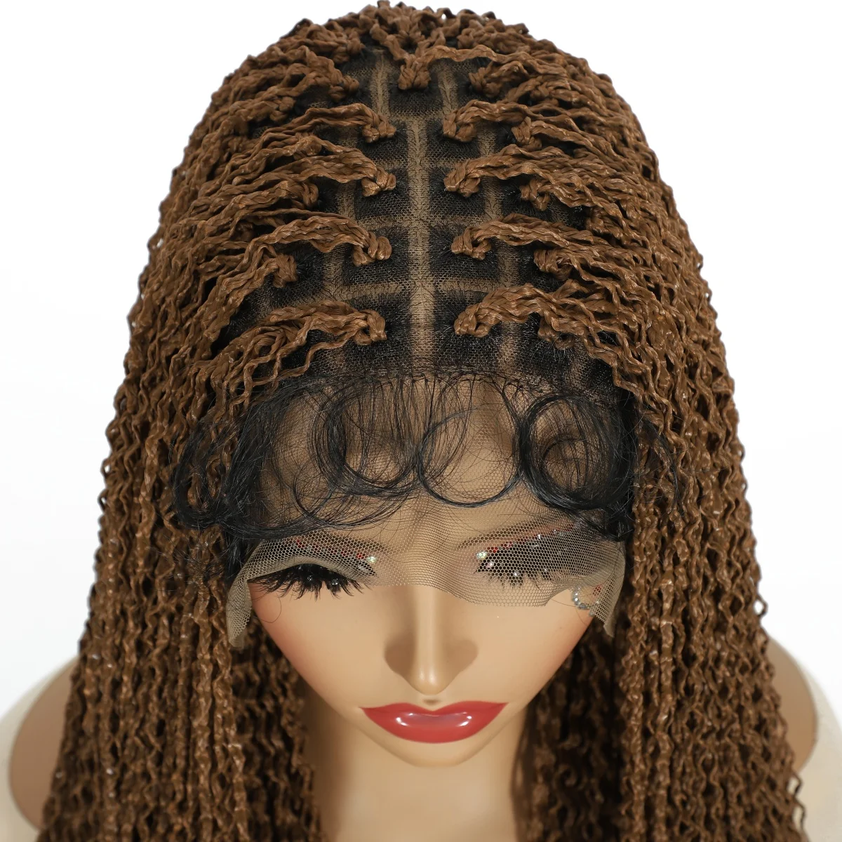 Full Lace Frontal Wig for Women Small Deep Wave Hair Black Synthetic Wigs Glueless Long Crochet Braided Wig with Baby Hair
