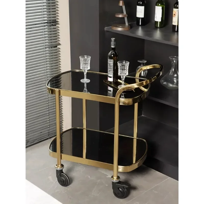 

Service Cart High-end KTV Hotel Stainless Steel Cake Rose Gold Wine Trolley