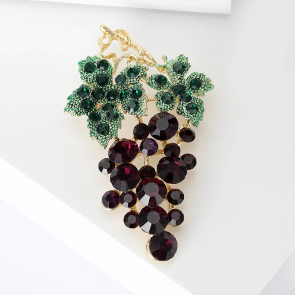 2Pcs Rhinestone Grape Brooch Pins Elegant Alloy Brooch Women Clothes Accessories Shawl Lapel Pins Fashion Women Clothes Decor