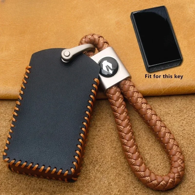 

Handmade Genuine Leather Key Fob for Volvo EX30 Remote Key Case Protection Cover Shell Keychain Ring Holder Car Accessories